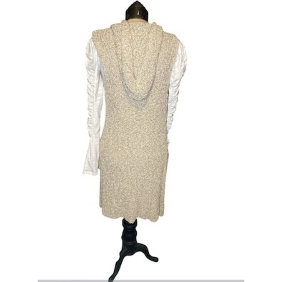 Skies Are Blue Women’s Oatmeal Color Sleeveless Cardigan With Hood Small Boho - Picture 3 of 6